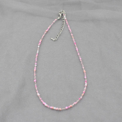 South Korea Vintage Color Beaded Bead Necklace Girly Style Bohemian Necklace Clavicle Chain Wholesale