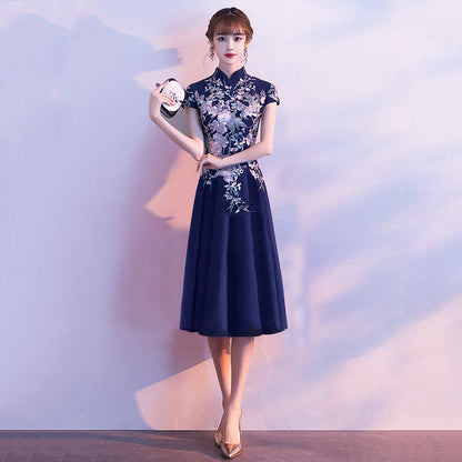 LOVECCR  Chinese Evening Dress Female  New Noble Banquet Host Temperament Long Cheongsam Chorus Performance Skirt Female