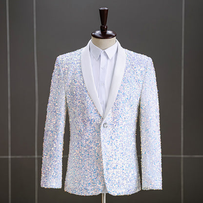 LOVECCR   Foreign Trade Men's Dress Three-Dimensional Sequined Bar Nightclub Stage Performance Suit Suit Host Singer Suit Jacket