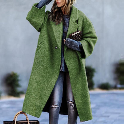 2025 New new Popularan, 2025n autumn Popular trade women's clothing  long-sleeved lapel jacket printed woolen large-size trench coat