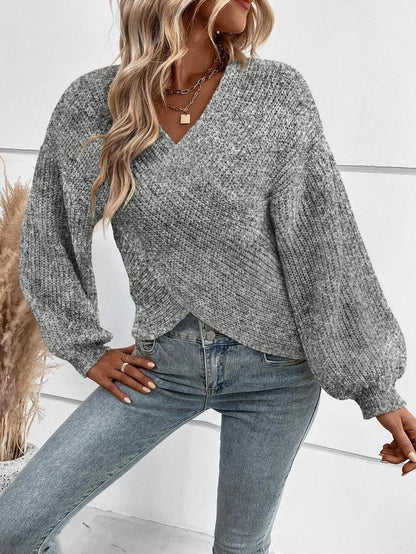 New autumn and winter fashion new sweater women's clothing  temperament cross v-neck loose pullover sweater women