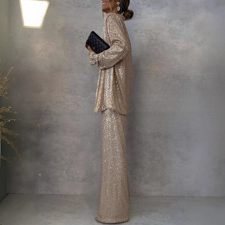 Spring 2025 new New 2025 three-color bead small suit high-waisted fashion casual pants two-piece set