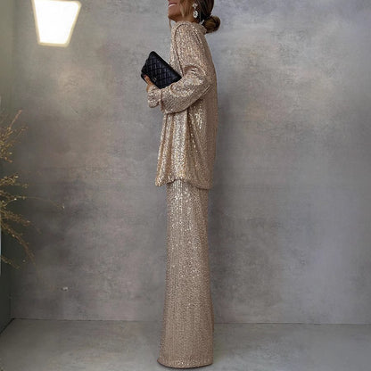 Spring 2025 new New 2025 three-color bead small suit high-waisted fashion casual pants two-piece set