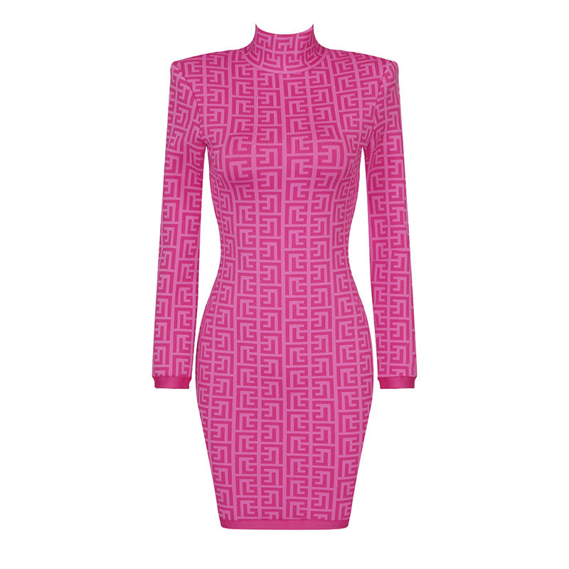 LOVECCR Popular trade 2025 Xiaoxiangfeng women's clothing long-sleeved knitted slim-fitting hip-wrapped bandage dress, autumn and winter