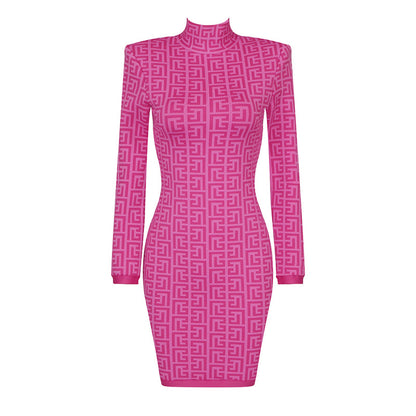 LOVECCR Popular trade 2025 Xiaoxiangfeng women's clothing long-sleeved knitted slim-fitting hip-wrapped bandage dress, autumn and winter