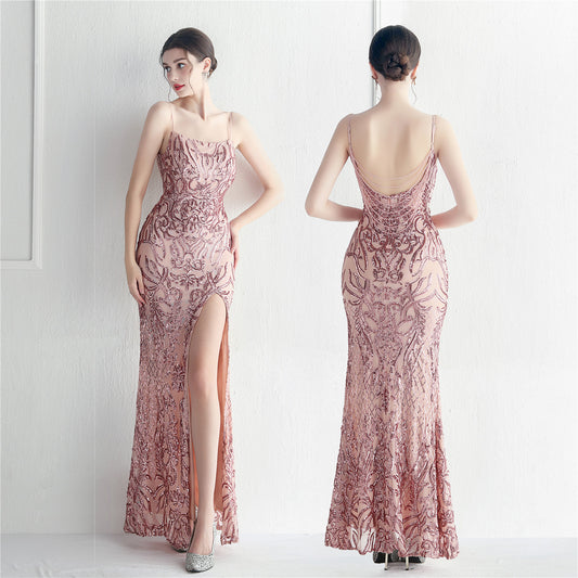 19991 #Cross Border Bridesmaids Celebrity Star Wedding Ball Party Sexy Dress Dress Positioning Floral Beads