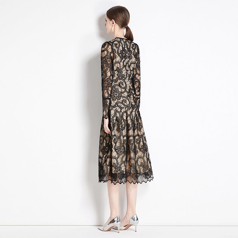 Temperament socialite dress autumn  new autumn and winter female middle-aged mother formal settings Muse Fan long skirt