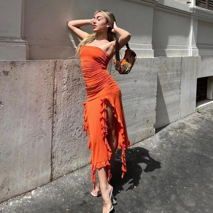 LOVECCR  2025 style summer new cross-border explosive one-word shoulder jellyfish lace dress sexy babes ur women's clothing