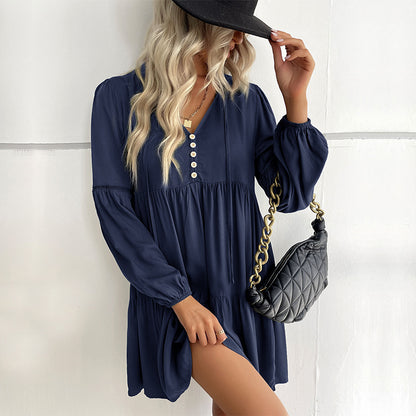 LOVECCR New  Hot New 2025 Women's Clothing Long Sleeve Green Autumn and Winter Solid Color Hot Dress