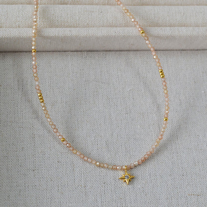 LOVECCR Japanese and Korean Special-Interest Design Fashion Simple Elegant Champagne Zircon Beads Shining XINGX Pendant Elegant Necklace Clavicle Chain