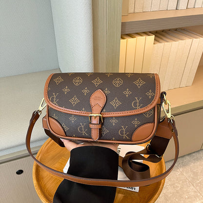 2025 Bag popular new light luxury retro small square bag printed fashion messenger bag large capacity commuter shoulder bag women's bag