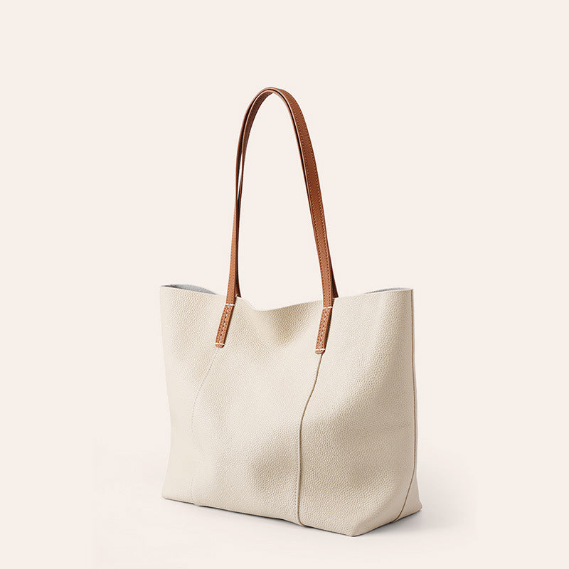 2025 Large capacity first-layer cowhide large bag commuter shoulder bag tote bag 2023 new versatile large bag