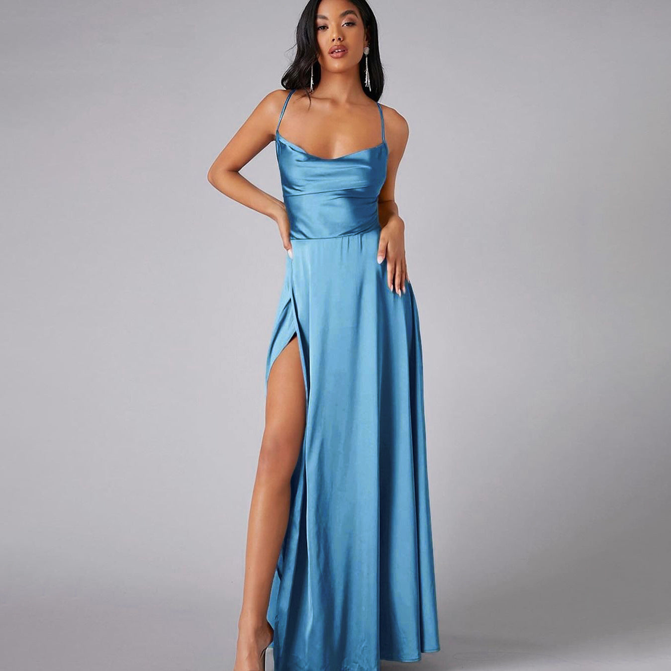 new  Popular trade women's clothing sexy and thin slim backless  suspender waist dress long dress