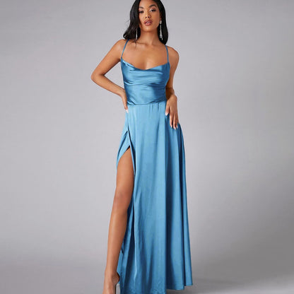 2025 new  Popular trade women's clothing sexy and thin slim backless  suspender waist dress long dress