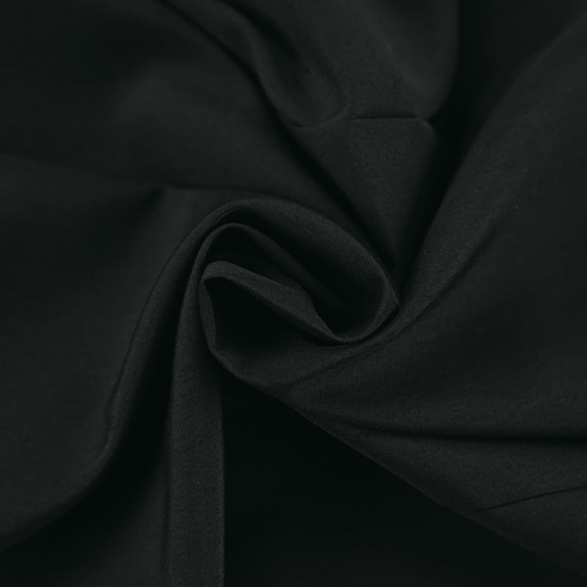 2025 Black  elegant V-neck bubble sleeve drawstring dress popular  summer fashion new New women's clothing