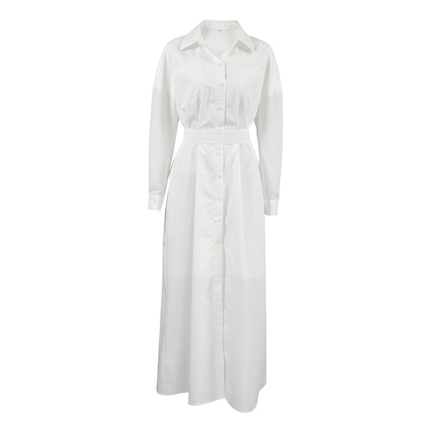 2025 Autumn and winter new temperament  lapel shirt skirt slim dress popular fashion New wholesale women's long dress