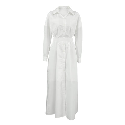 2025 Autumn and winter new temperament  lapel shirt skirt slim dress popular fashion New wholesale women's long dress