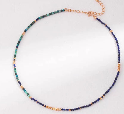 HOTan and NEWn New Niche Color Beaded Necklace Female Affordable Luxury Fashion Twin Water Drop Pendant Clavicle Chain Personal Accessories