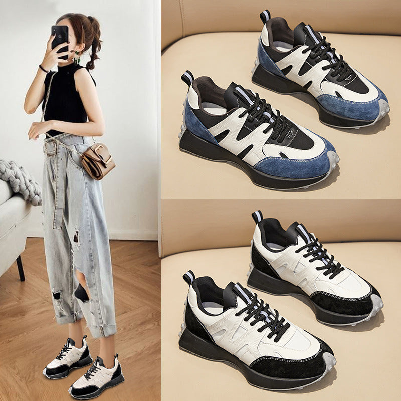 2025 Waffle small waist shoes for women's new autumn models in 2021, popular and thin casual sports dad shoes ins tide