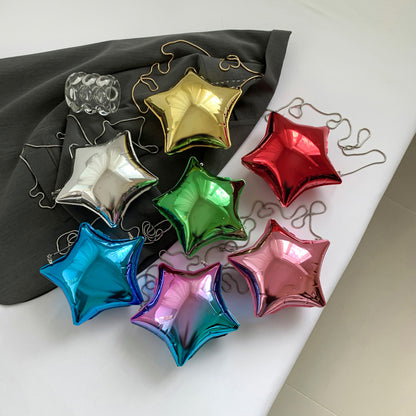 loveccr New Western Style Solid Color Mini Dinner Bag Small Cute Pentagram Stylish Bag Women's Exquisite Chain Shoulder Bag