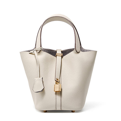 2025 Leather women's bag bucket bag versatile classic vegetable basket first layer cowhide women's bag  new handbag bag