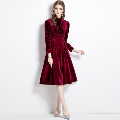 Popularan Station Velvet Dress 2025 Autumn and Winter New Temperament Celebrity Premium Textured Banquet Evening Dress Women