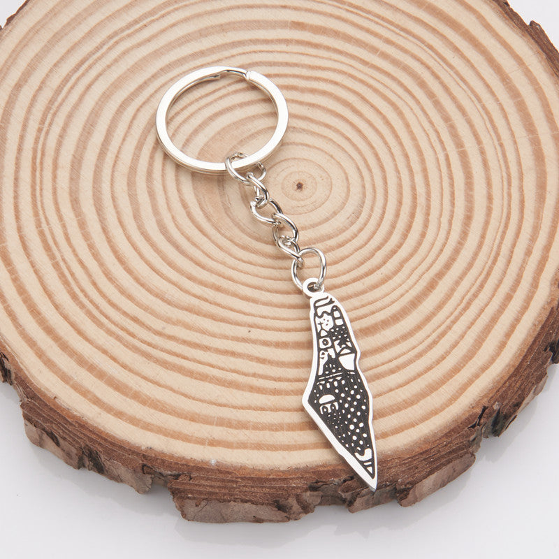 LOVECCR Hot Sale Cross-Border Dripping Oil Vintage Palestine Map Pendant Necklace Stainless Steel Fashion Personalized Pendant