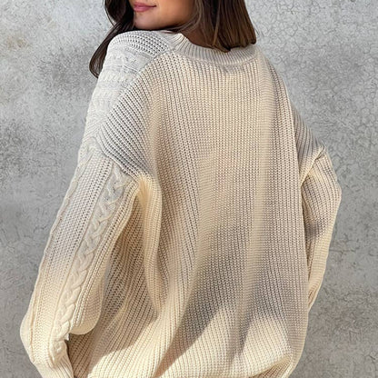 popular autumn and winter new  New women's clothing round neck long sleeve twisted rope pullover outside wearing loose lazy wind sweater women
