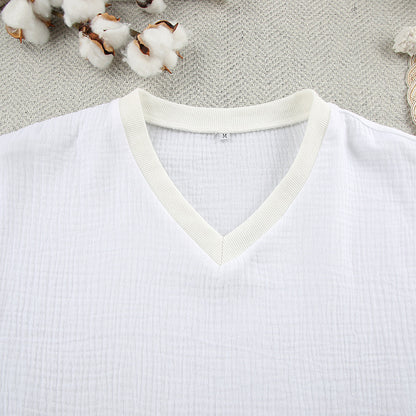 LOVECCR 2025 New winter pajamas contrasting color splicing casual long-sleeved trousers warm pure cotton soft women's loungewear
