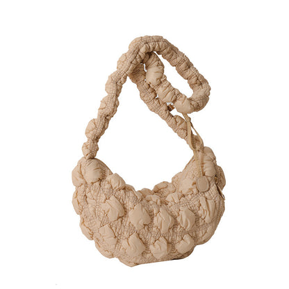loveccr New South Korea Niche Cloud Bag Ins Idle Style Bubble Pleated down Bag Lightweight Sponge Shoulder Bag