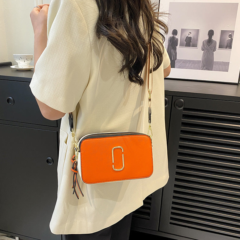 loveccr New Cross-Border Bag Camera Bag Wholesale Retro  Contrast Color Small Square Bag Trendy One-Shoulder Bag Messenger Bag