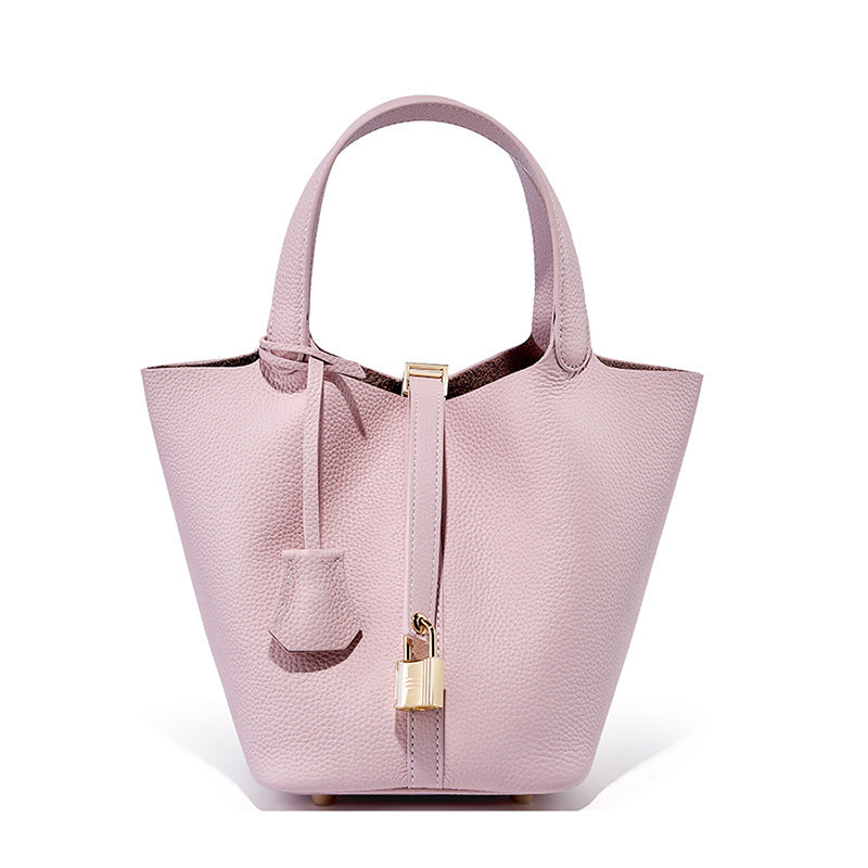 2025 Leather women's bag bucket bag versatile classic vegetable basket first layer cowhide women's bag  new handbag bag