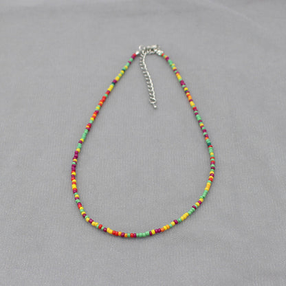 South Korea Vintage Color Beaded Bead Necklace Girly Style Bohemian Necklace Clavicle Chain Wholesale