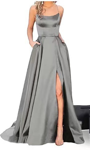 LOVECCR  European and American Bridesmaid Dress Long Long Dress Slimming and Shoulder Hollow Girlfriends  Fashion Bridesmaid Party Evening Dress
