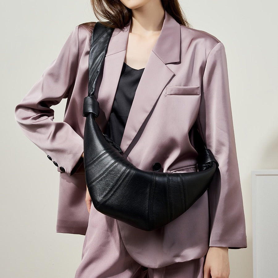 2025 Commuter popular new versatile first-layer lambskin croissant bag lazy dumpling bag women's shoulder messenger bag