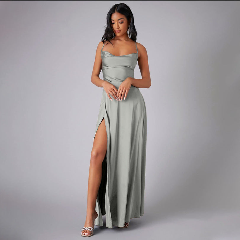 new  Popular trade women's clothing sexy and thin slim backless  suspender waist dress long dress