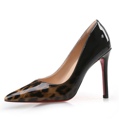 loveccr  Cross-Border Hot Sale HOTan and NEWn New Leopard Pointed High Heels Stiletto Heel Pumps Mid Heel Black and White Nightclub Sexy Women's Shoes