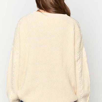 popular autumn and winter new  New women's clothing round neck long sleeve twisted rope pullover outside wearing loose lazy wind sweater women