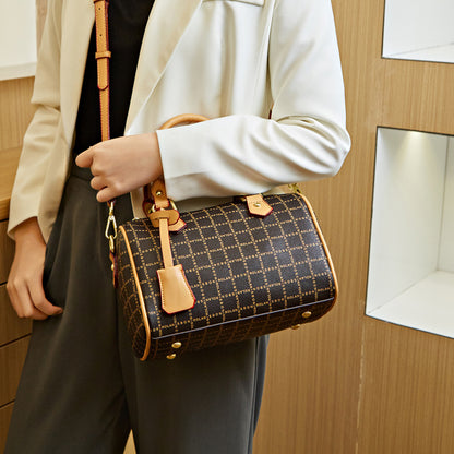 2025 Bag New popular Temperament Women's Handbag Commuter Simple Printed Boston Bag Large Capacity Messenger Bag
