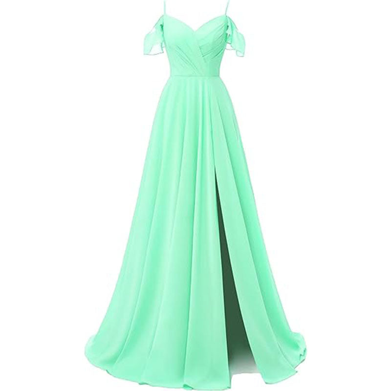 LOVECCR Foreign Trade Evening Dress  New Spaghetti Strap Bridesmaid Dress Long Slit Formal Evening Dress Party Dress