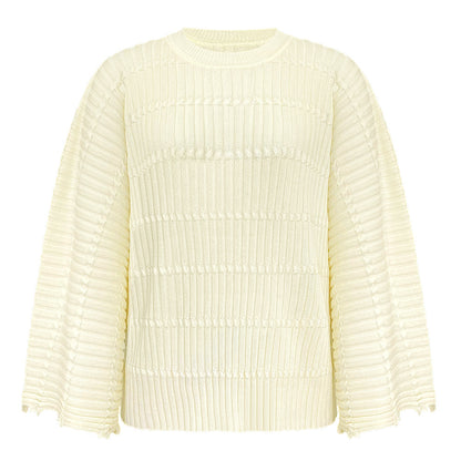 Miyake sweater women's spring new pullover loose bat sleeves versatile lazy wind knitted jacquard jacket women