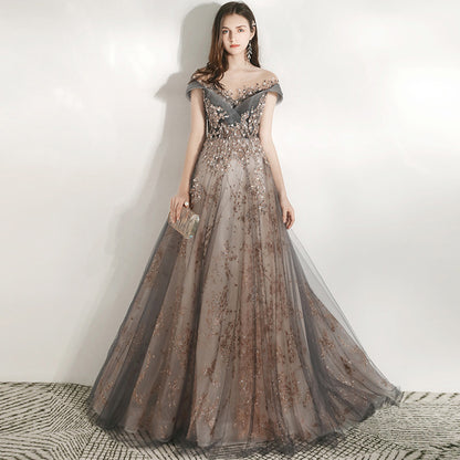 LOVECCR Banquet Evening Dress Dress Women's  New Elegant Company Annual Meeting Birthday Sequined Host Art Exam Trailing Dress