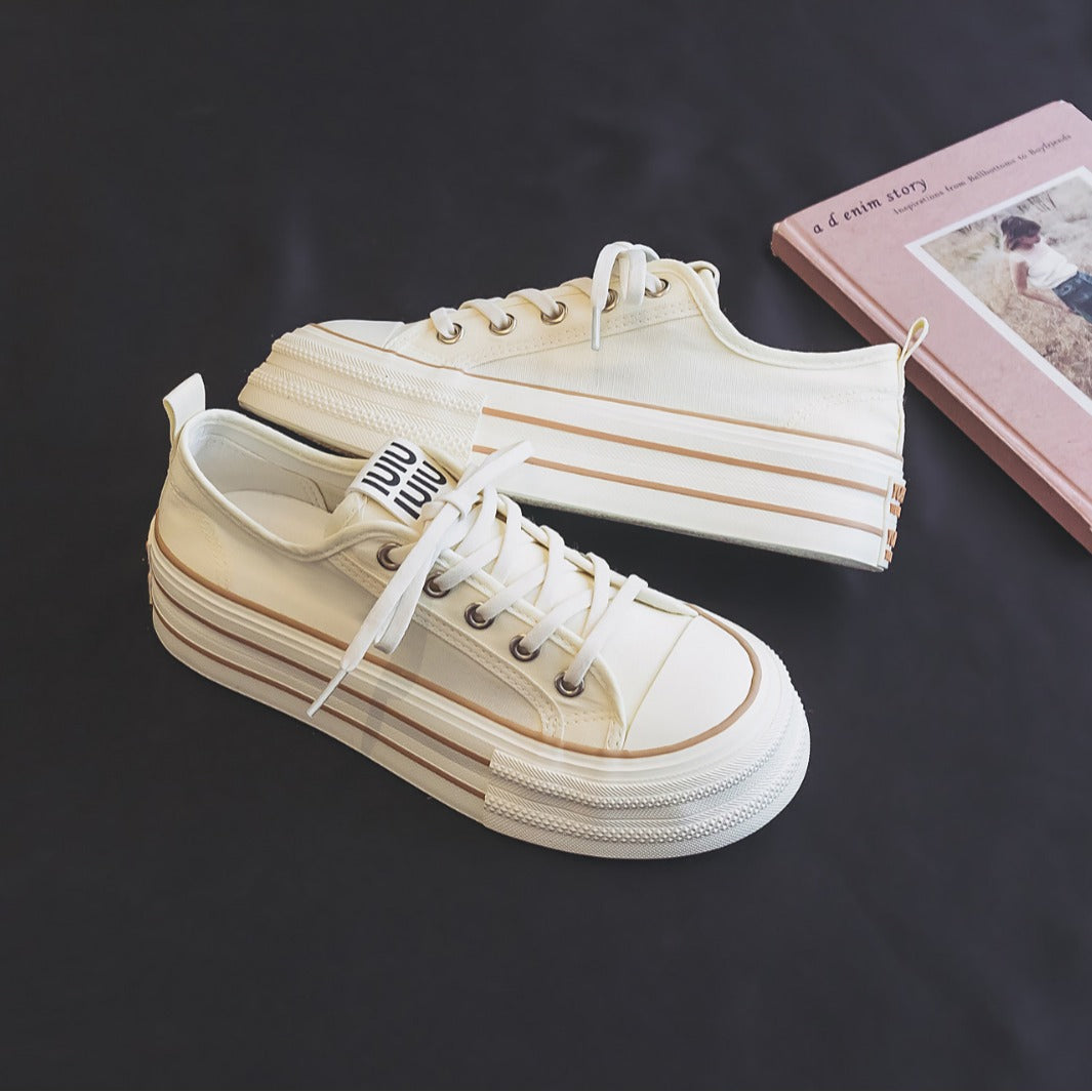 loveccr In Stock Spring and Summer  New Student Leisure All-Match Low Top Thick Bottom Height Increasing Canvas Shoes Female H1323