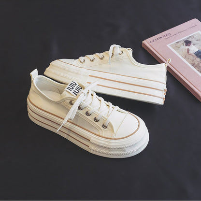 loveccr In Stock Spring and Summer  New Student Leisure All-Match Low Top Thick Bottom Height Increasing Canvas Shoes Female H1323