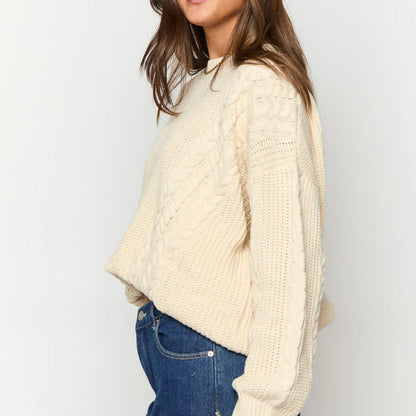 popular autumn and winter new  New women's clothing round neck long sleeve twisted rope pullover outside wearing loose lazy wind sweater women