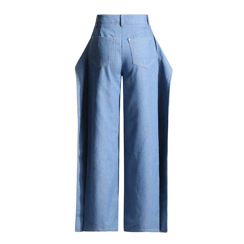 2025 Wide-leg jeans  spring new high-end silhouette women's thin thin straight Zhongshan trousers women