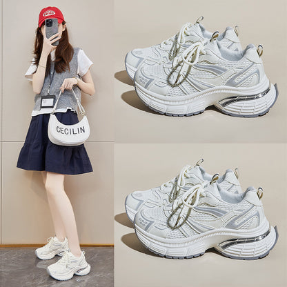 ins Korean version of the new dad shoes girl  summer student sports running casual mesh height increase breathable D101