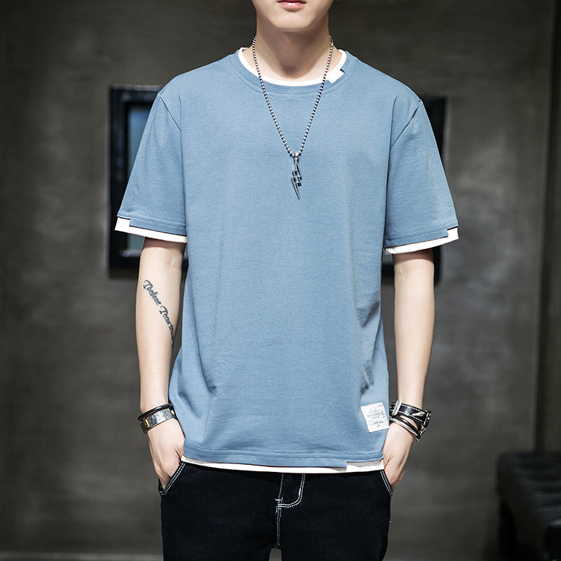 T Shirt Men's Fashion Brand Short Sleeved T-shirt Summer round Neck White Pure Cotton Loose Men's Clothing Half Sleeve Bottoming Shirt Top Clothes
