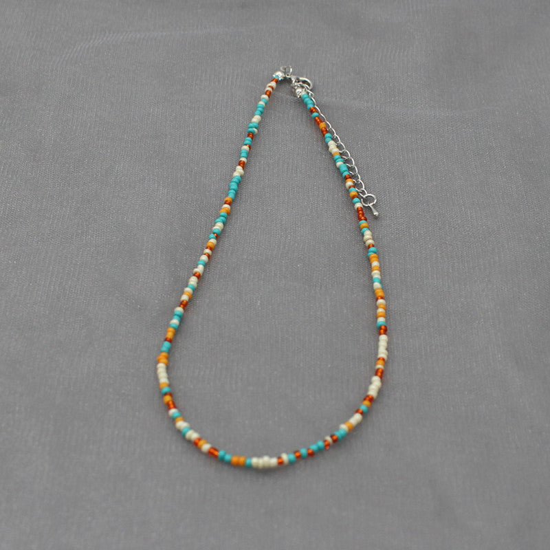 South Korea Vintage Color Beaded Bead Necklace Girly Style Bohemian Necklace Clavicle Chain Wholesale
