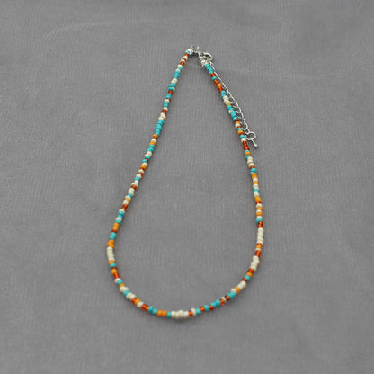 South Korea Vintage Color Beaded Bead Necklace Girly Style Bohemian Necklace Clavicle Chain Wholesale